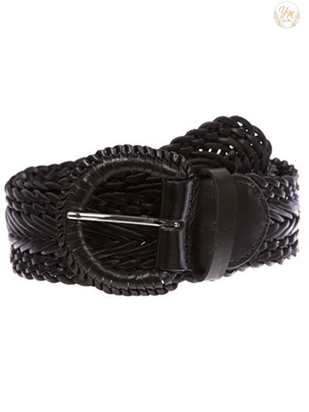 Handmade Real Leather 2" Wide Braided Woven Belt with Round Buckle